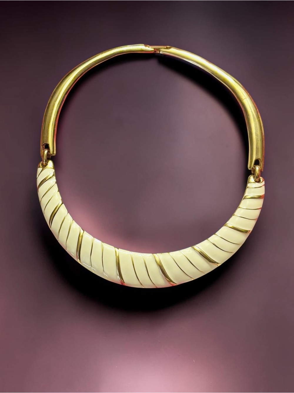 Kenneth Lane Gold-Toned Cream Enamel Collar Necklace